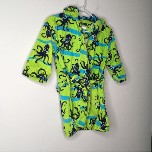 Nautica Lime Green And Blue Octopus Robe 7/8 - Picture 3 of 6